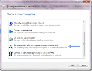 setup wireless network to share internet connection