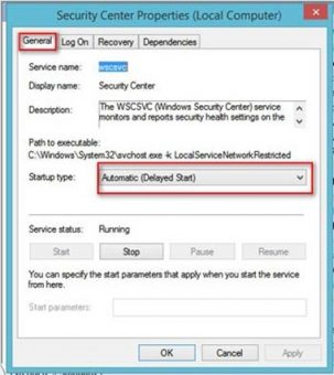 windows security service center is turned off
