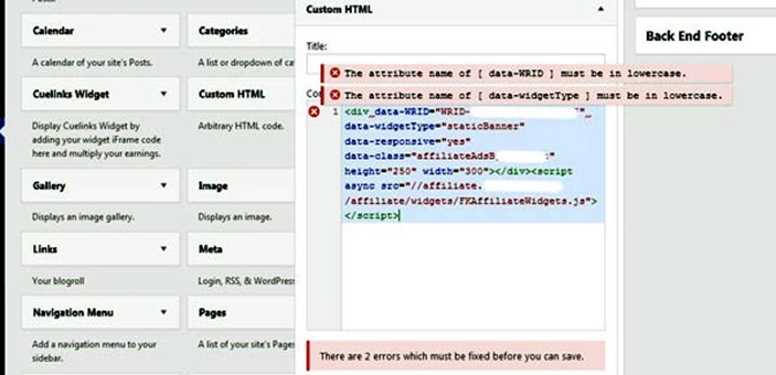 How To Fix : Custom Wordpress HTML Widget Error ! Won't Allow To Save