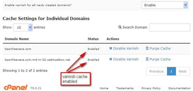 enable varnish cache